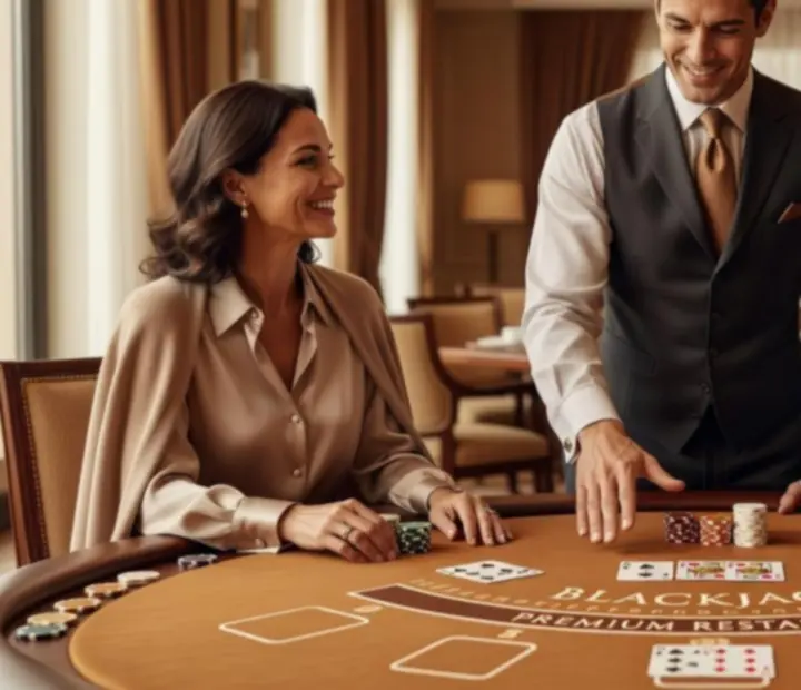 Hostia počas blackjack programu v Elite Occasionn